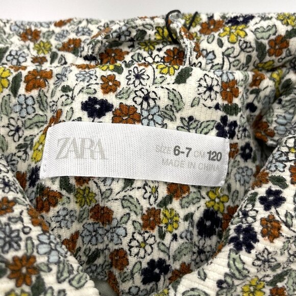 Zara Fine-Wale Corduroy Floral Jacket and Pants Set Girl's 7/8 - Picture 4 of 16